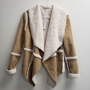 Olsenboye Faux Fur Open Front Coat Jacket Size Small